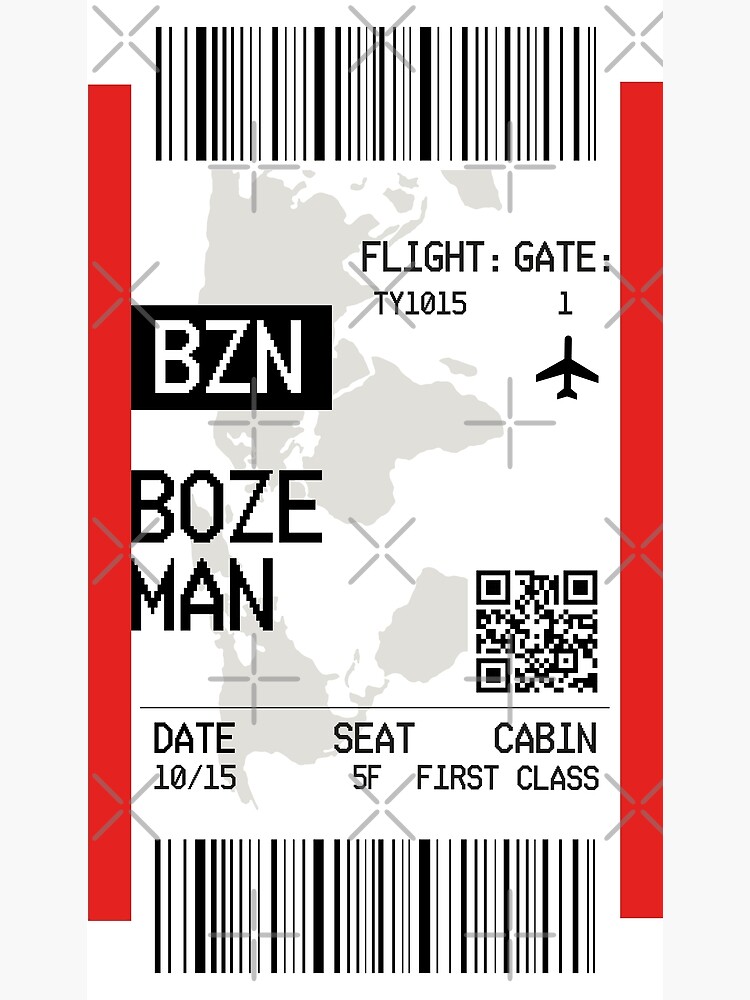"Bozeman Airline Boarding Pass Gift Idea For Traveller" Poster by