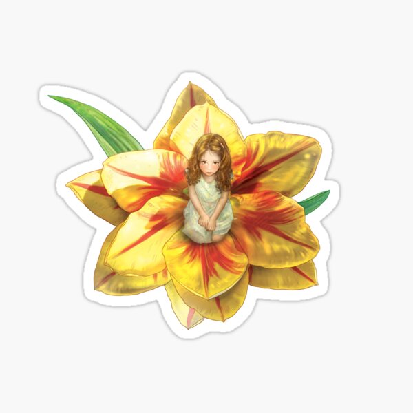 Thumbelina, A girl in blom Sticker