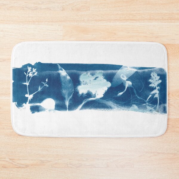 Item preview, Beach landscape collage in cyanotype blue designed and sold by kittyvdheuvel.