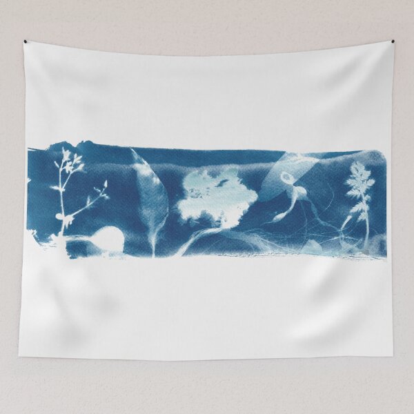 Item preview, Beach landscape collage in cyanotype blue designed and sold by kittyvdheuvel.
