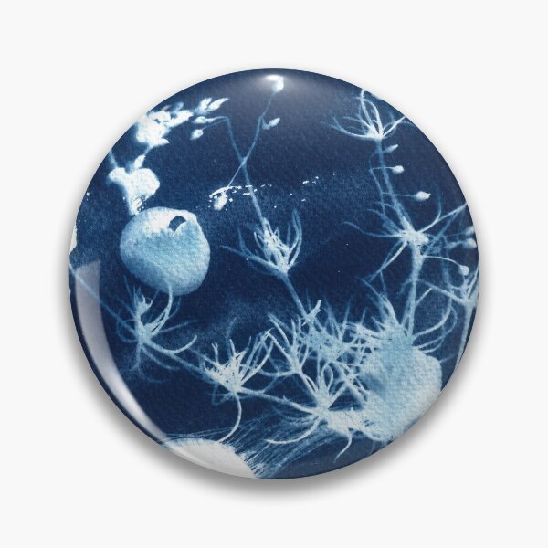 Item preview, Cyanotype sunprinted beach landscape with wildflowers and shells designed and sold by kittyvdheuvel.