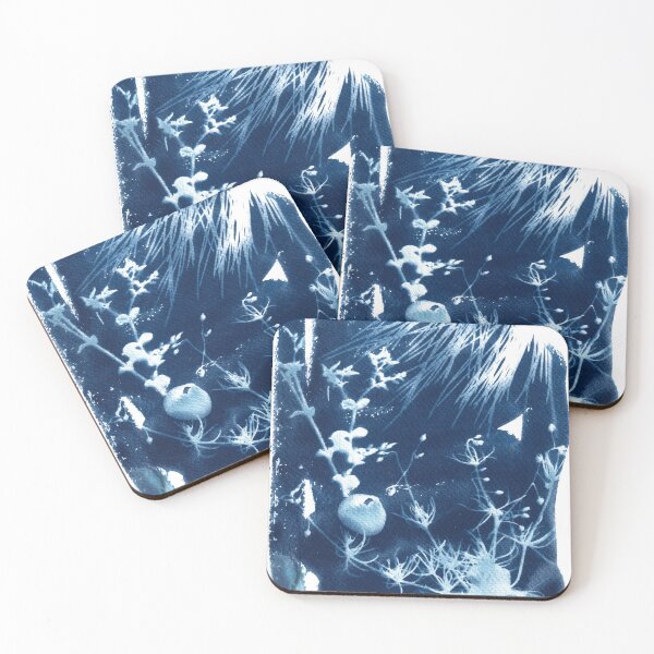 Item preview, Cyanotype sunprinted beach landscape with wildflowers and shells designed and sold by kittyvdheuvel.