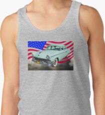 Camisetas de tirantes para hombre 1956 Ford Custom Line Car And US Flag