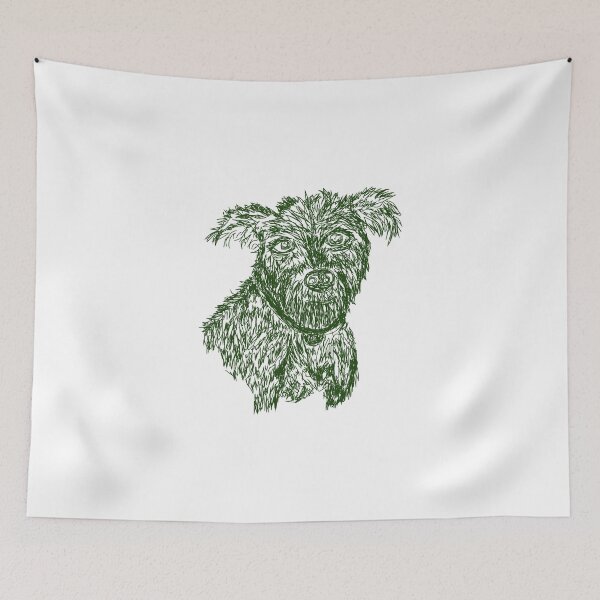 Item preview, cute green dog portrait illustration, puppy, doggy, furry dog designed and sold by lafataviola.