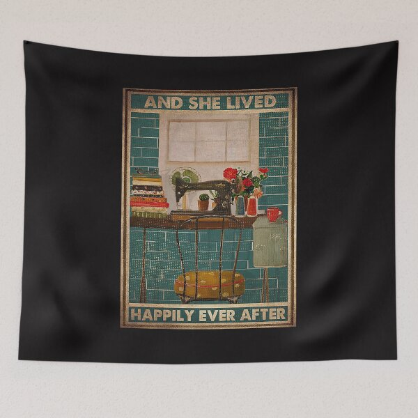 Item preview, Sewing Room And She Lived Happily Ever After Vintage Poster designed and sold by DrugiASawicki.