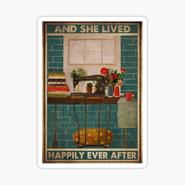 Item preview, Sewing Room And She Lived Happily Ever After Vintage Poster designed and sold by DrugiASawicki.