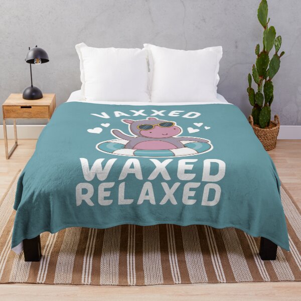 Item preview, Vaxxed Waxed Relaxed, Funny Vaccine Humor Summer, Kawaii Pool Aesthetic, Hippo Pool Summer designed and sold by ladylaughprints.