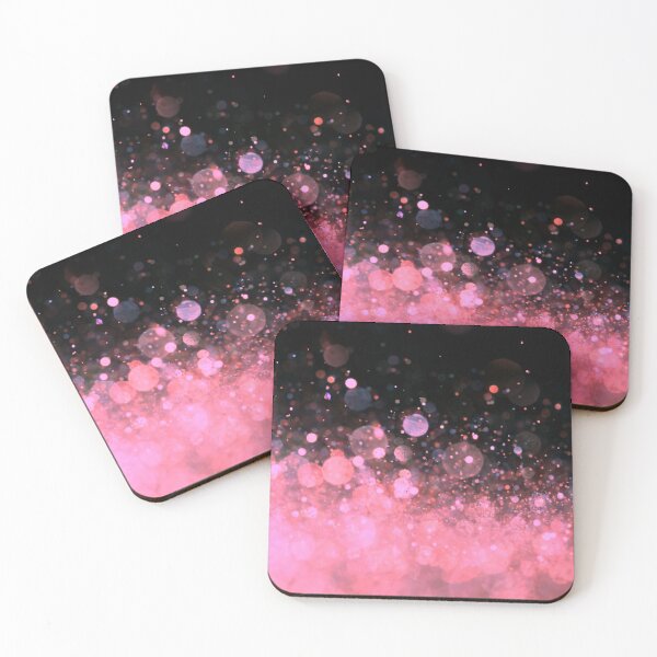 Item preview, Abstract light coral shiny lights on black background II designed and sold by fowons.