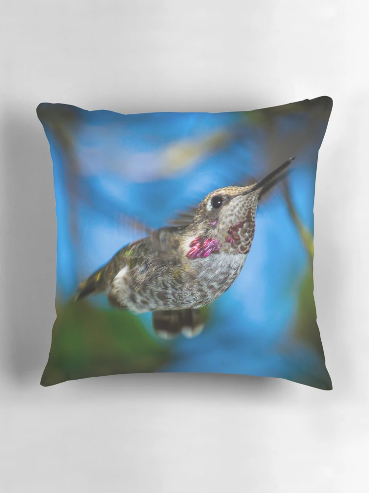 Thumbnail 3 of 4, Pillow, Hummingbird In Fast Flight designed and sold by RandyHume.