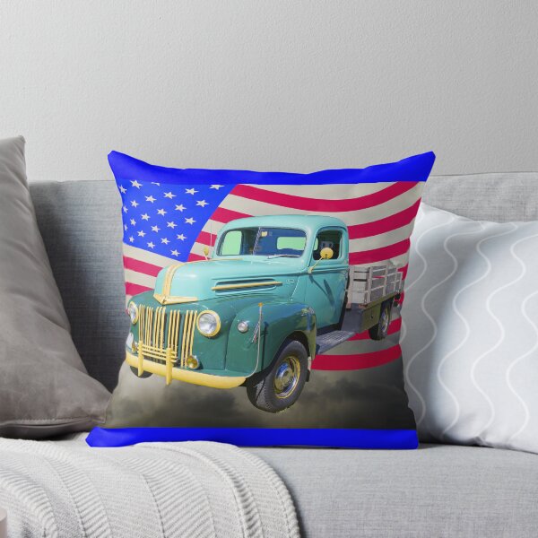 Item preview, Old Flat Bed Ford Work Truck And American Flag designed and sold by KWJphotoart.