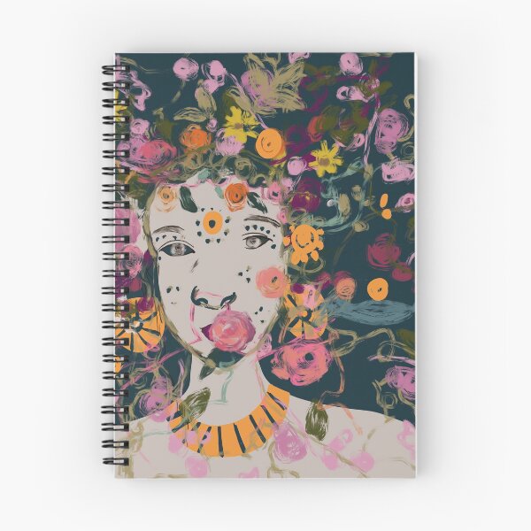 Item preview, Princess- Urla-abstract Nordic goddess- blue-orange-florals designed and sold by Urvashi Patel.