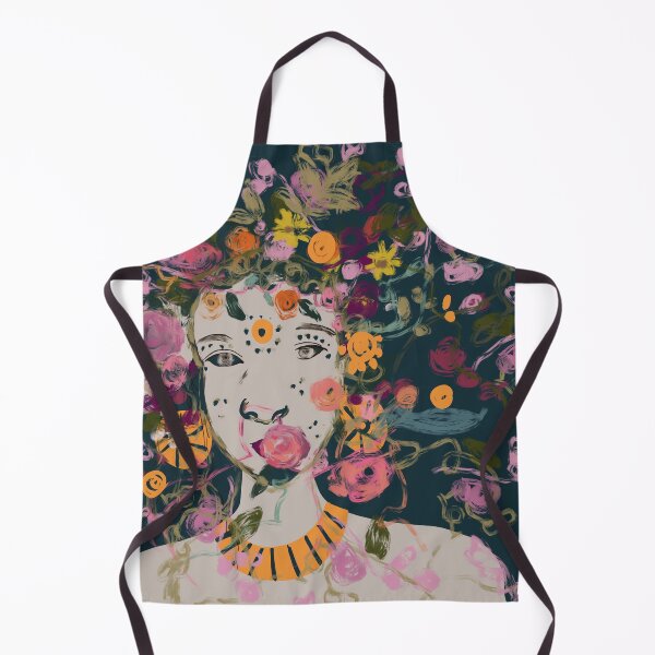 Item preview, Princess- Urla-abstract Nordic goddess- blue-orange-florals designed and sold by Urvashi Patel.