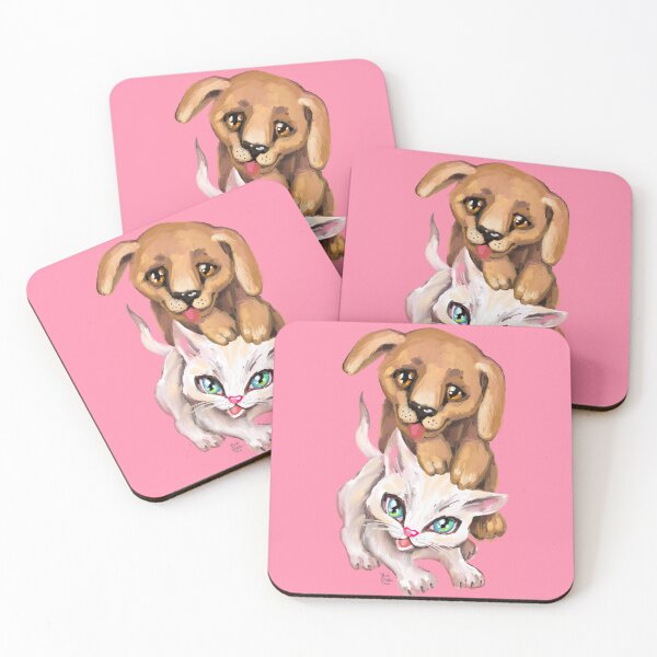 Item preview, cat and dog designed and sold by RukkiZukkiArt.