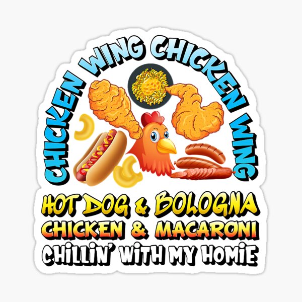 "Cooked Chicken Wing Chicken Wing Hot Dog and Bologna Hotdog " Sticker by charisseedwin Redbubble