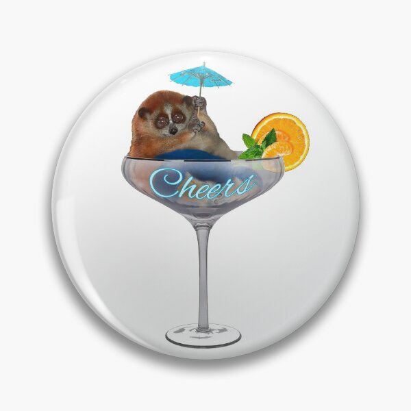 Item preview, Slow loris. Cheers! Fat and funny is sitting in a cocktail glass with cocktail umbrella  designed and sold by saf-saf.