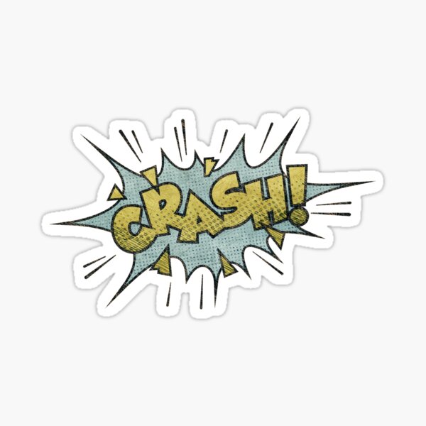 "Crash Vintage Onomatopoeia" Sticker by GeeHanz Redbubble