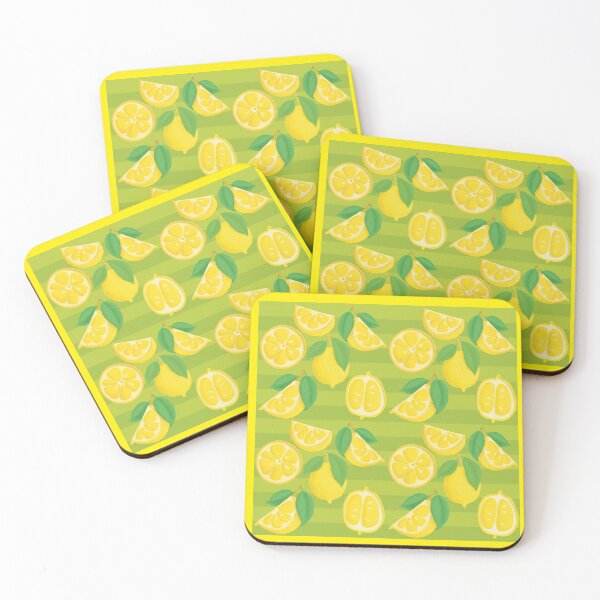 Item preview, Pattern with lemons on green striped background designed and sold by marina63.
