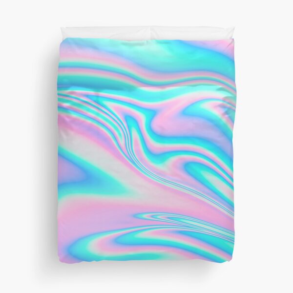 iridescent holographic rainbow Duvet Cover