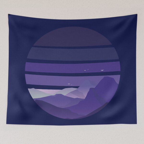 Item preview, Night fall retro circle mountain designed and sold by BOITISTORE.