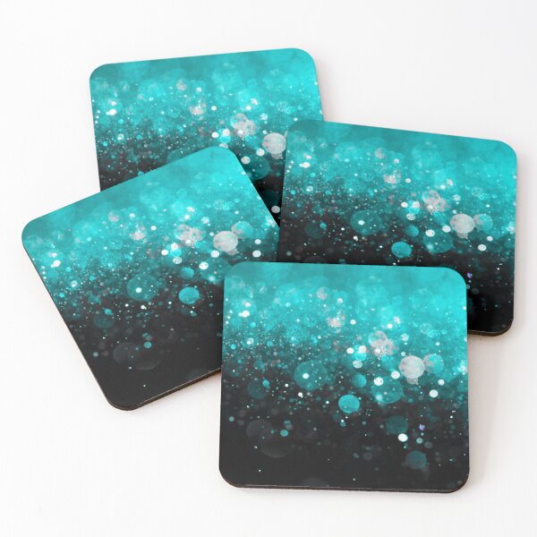 Item preview, Abstract aqua shiny lights on black background II designed and sold by fowons.