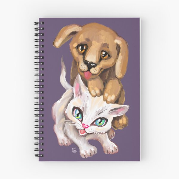 Item preview, cat and dog designed and sold by RukkiZukkiArt.