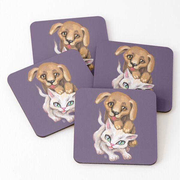 Item preview, cat and dog designed and sold by RukkiZukkiArt.