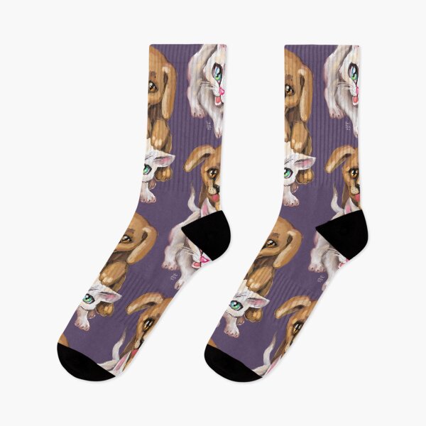 Item preview, cat and dog designed and sold by RukkiZukkiArt.