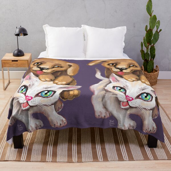 Item preview, cat and dog designed and sold by RukkiZukkiArt.