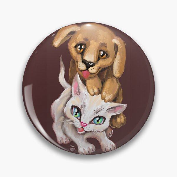Item preview, cat and dog designed and sold by RukkiZukkiArt.