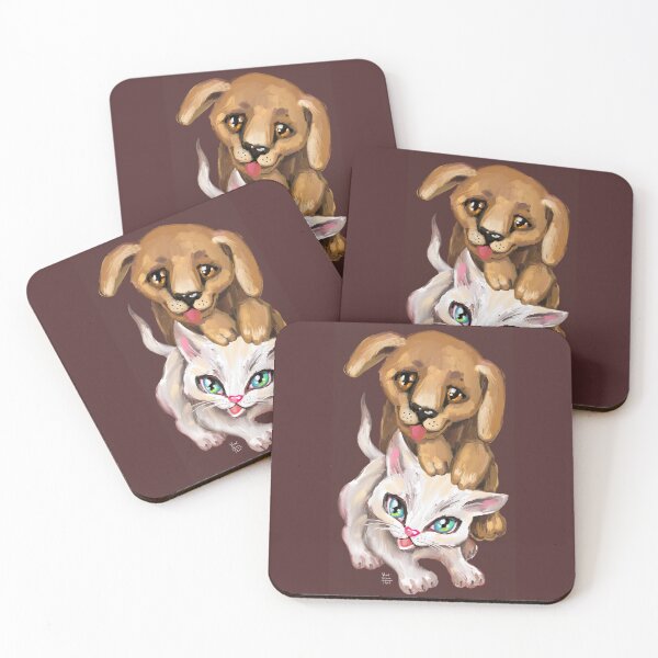 Item preview, cat and dog designed and sold by RukkiZukkiArt.