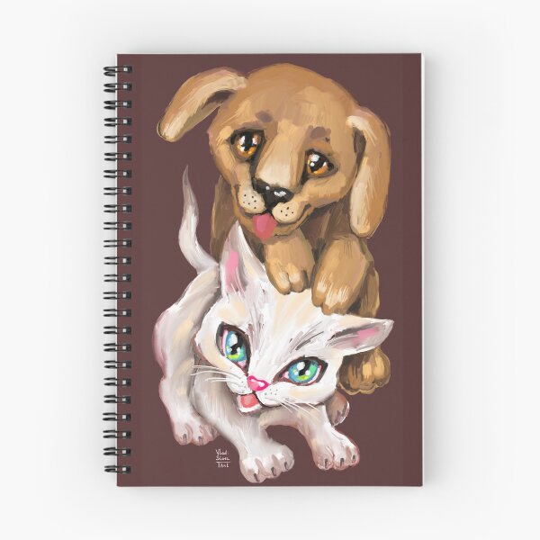 Item preview, cat and dog designed and sold by RukkiZukkiArt.