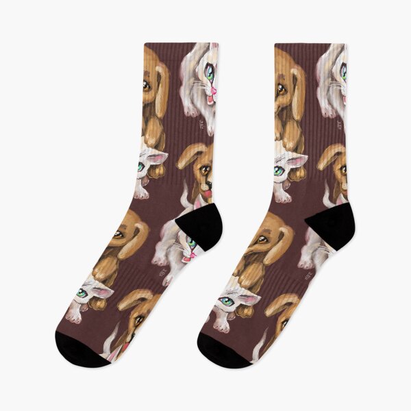 Item preview, cat and dog designed and sold by RukkiZukkiArt.