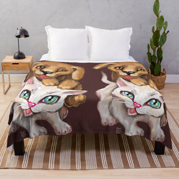 Item preview, cat and dog designed and sold by RukkiZukkiArt.