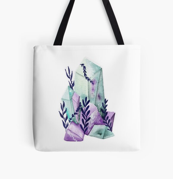 Gemstone ametiste watercolor illustration All Over Print Tote Bag