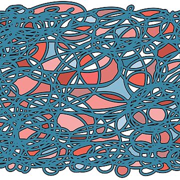 Artwork thumbnail, Abstract Doodles - blue pink nude pattern  by Fatamimosh