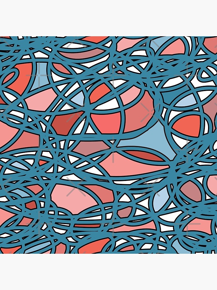 Thumbnail 4 of 4, Pillow, Abstract Doodles - blue pink nude pattern  designed and sold by Fatamimosh.