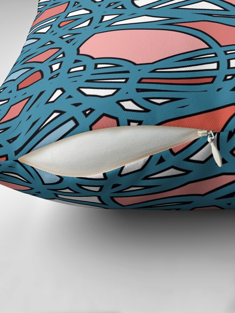 Thumbnail 2 of 4, Pillow, Abstract Doodles - blue pink nude pattern  designed and sold by Fatamimosh.