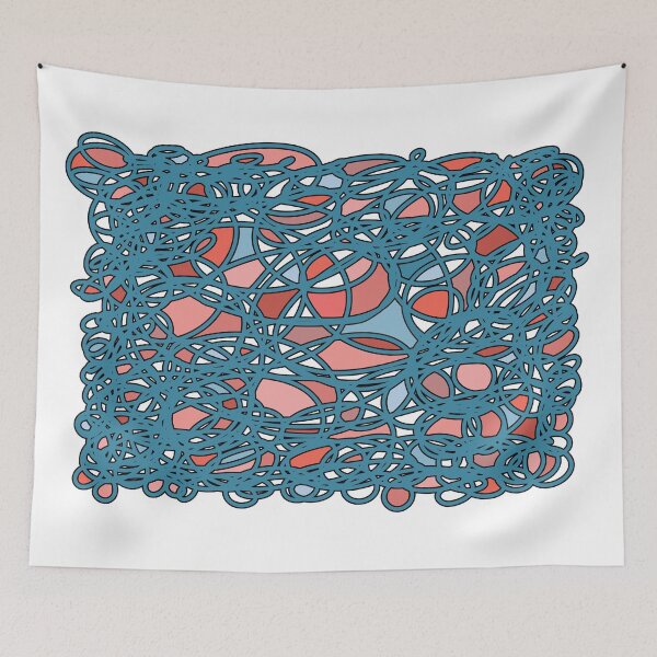Item preview, Abstract Doodles - blue pink nude pattern  designed and sold by Fatamimosh.