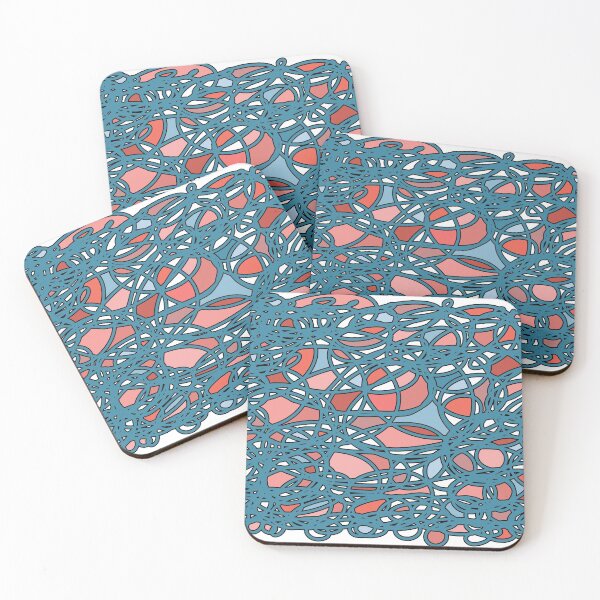Item preview, Abstract Doodles - blue pink nude pattern  designed and sold by Fatamimosh.