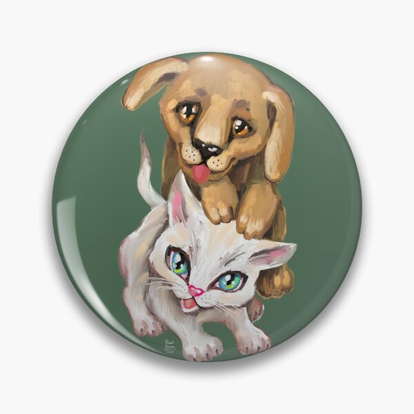 Item preview, cat and dog designed and sold by RukkiZukkiArt.