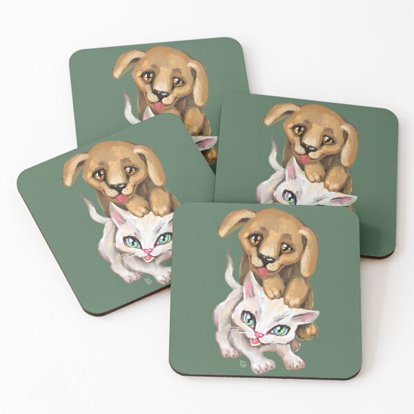 Item preview, cat and dog designed and sold by RukkiZukkiArt.