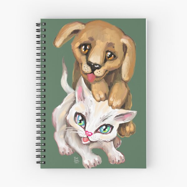 Item preview, cat and dog designed and sold by RukkiZukkiArt.