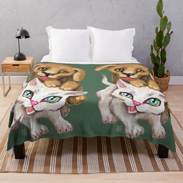 Item preview, cat and dog designed and sold by RukkiZukkiArt.