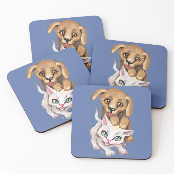 Item preview, cat and dog designed and sold by RukkiZukkiArt.