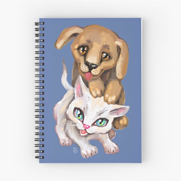 Item preview, cat and dog designed and sold by RukkiZukkiArt.