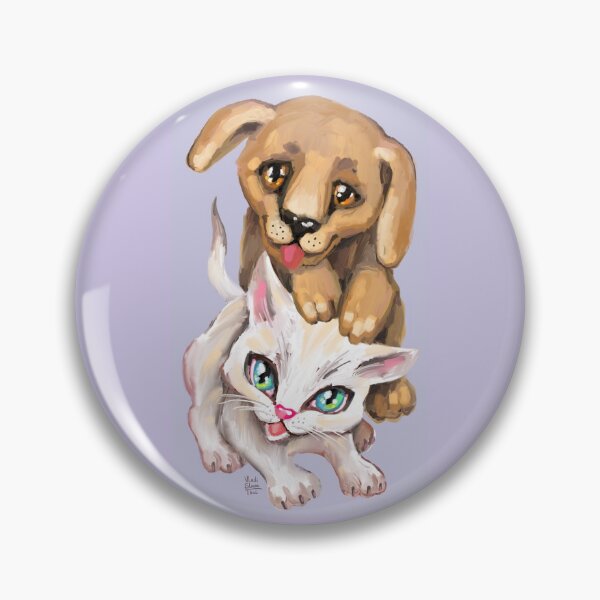 Item preview, cat and dog designed and sold by RukkiZukkiArt.