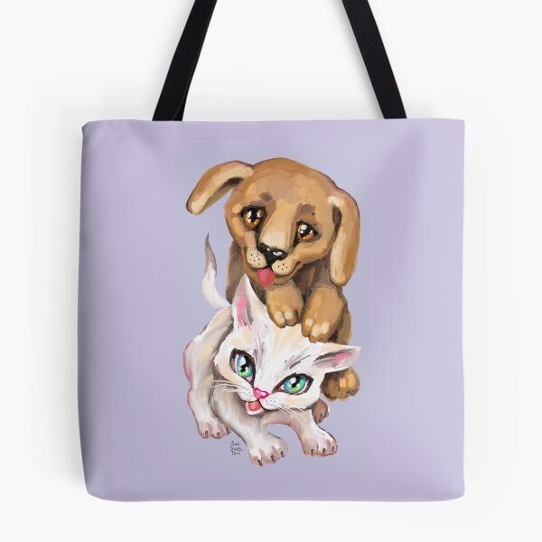 Item preview, cat and dog designed and sold by RukkiZukkiArt.