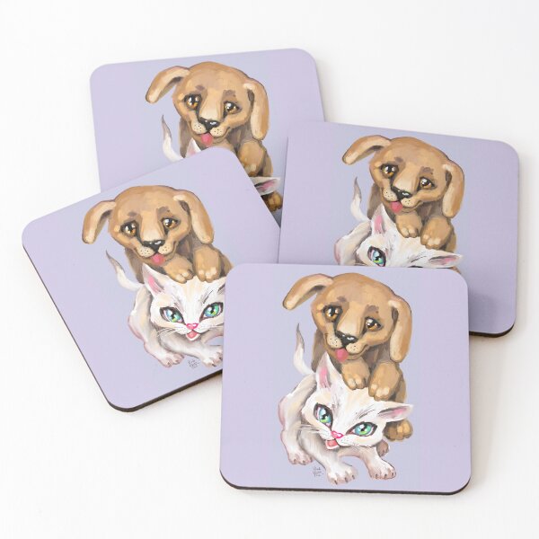 Item preview, cat and dog designed and sold by RukkiZukkiArt.