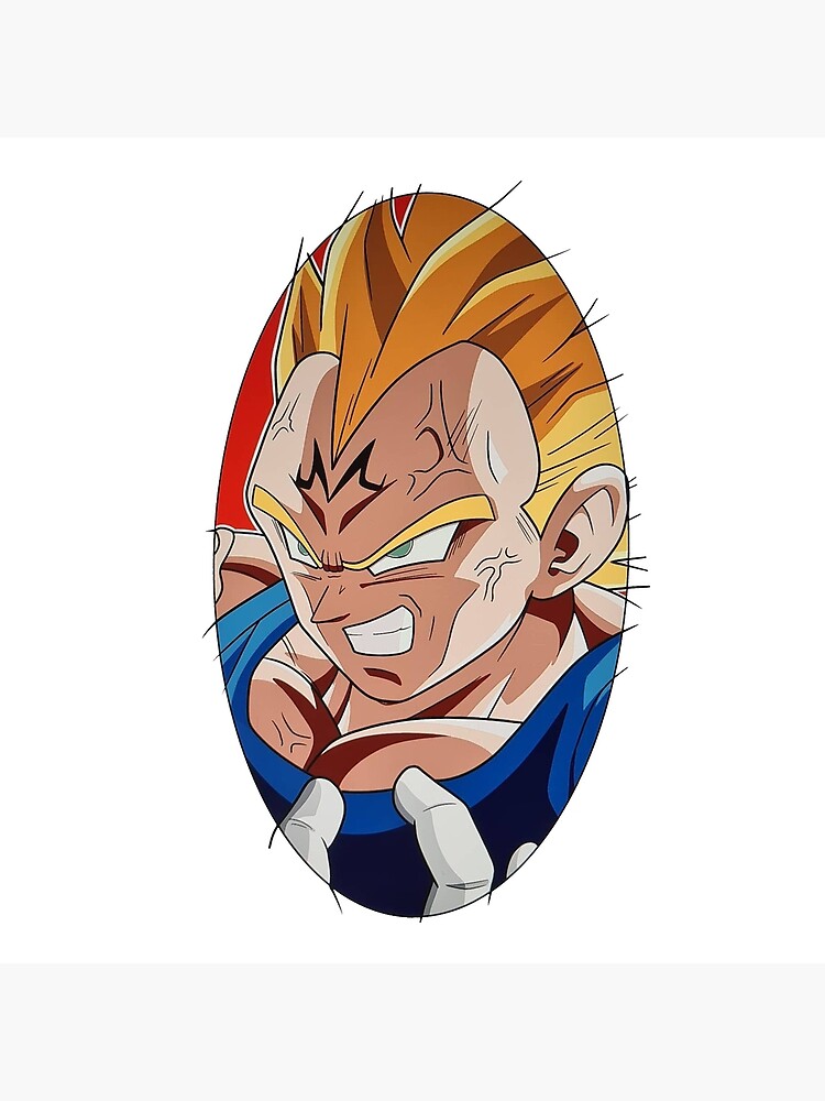 Impression rigide avec l'œuvre « Majin Vegeta » de l'artiste