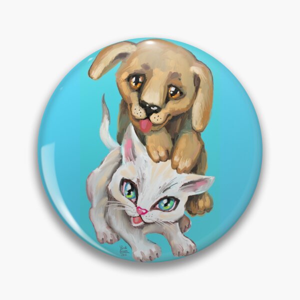 Item preview, cat and dog designed and sold by RukkiZukkiArt.